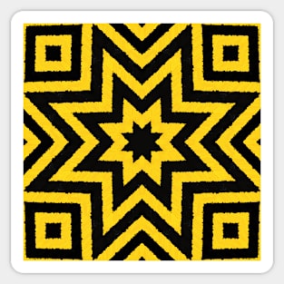 HIGHLY Visible Yellow and Black Line Kaleidoscope pattern (Seamless) 9 Sticker